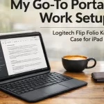 Portable work setup with iPad