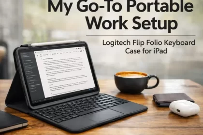 Portable work setup with iPad