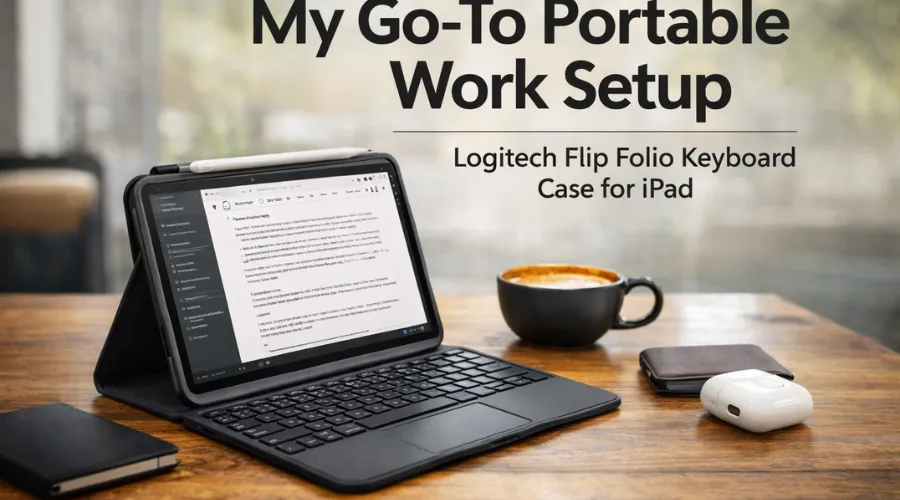 Portable work setup with iPad